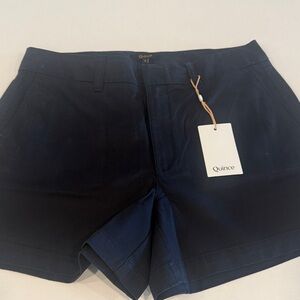 Quince Women's Dark Navy Stretch Cotton Shorts